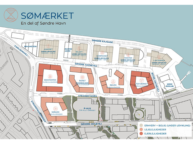 Oversigtskort over Sømærket på Søndre Havn i Køge
