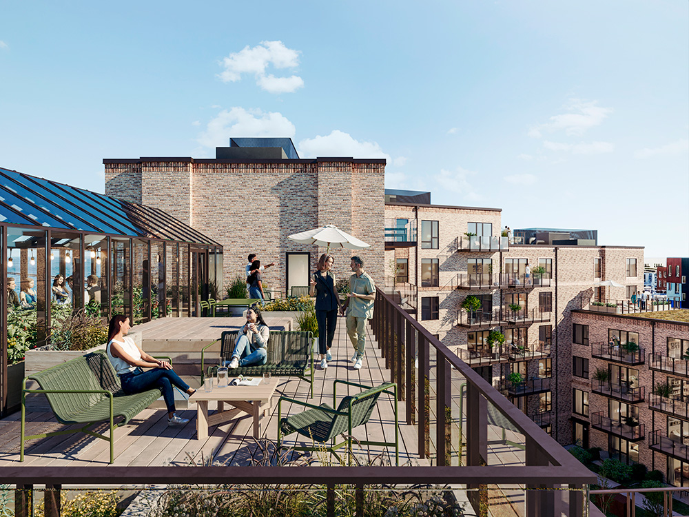 Tagterrasse på Tovværket