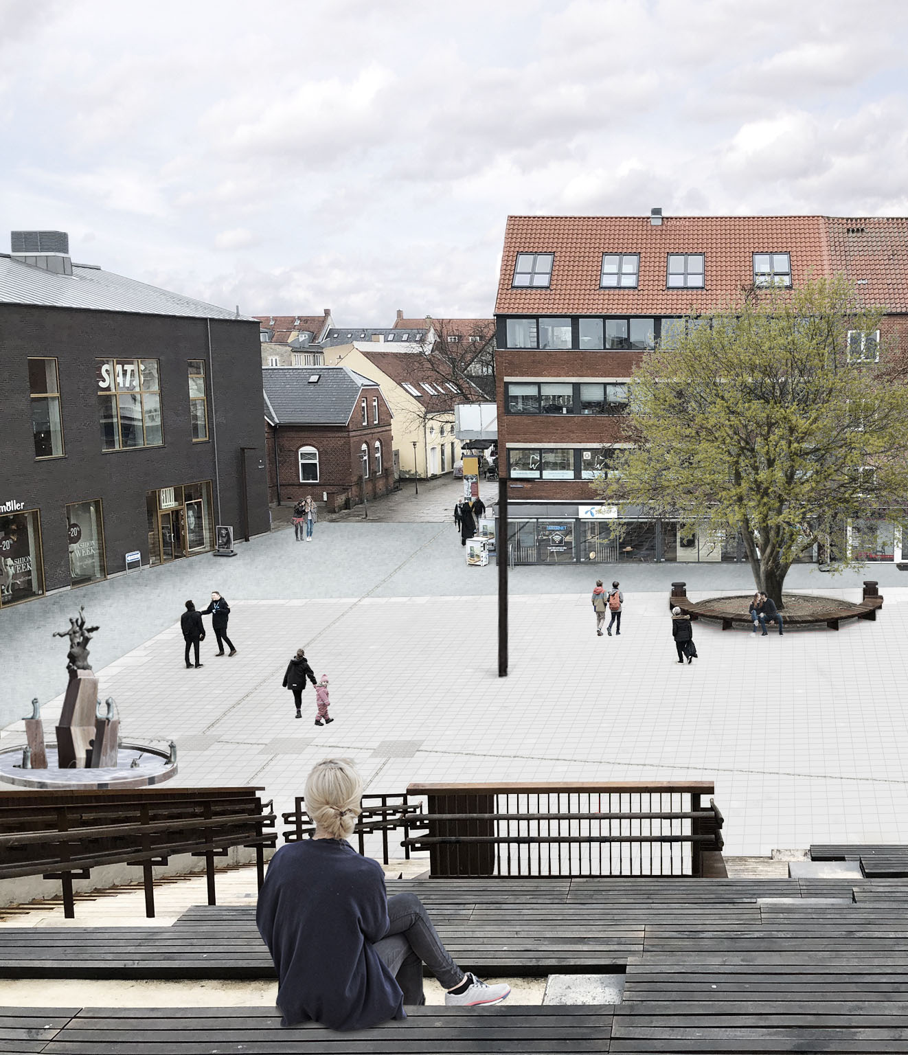 Visualisering af Stationstorvet med ny belægning